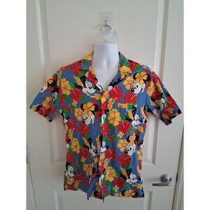 Vintage Disney Mickey Minnie Mouse Hawaiian Shirt M Barefoot In Paradise USA
